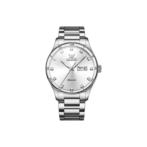 OLEVS Minimalist Series Автоматический Механический Механизм Часы Мужские Серебристый Циферблат