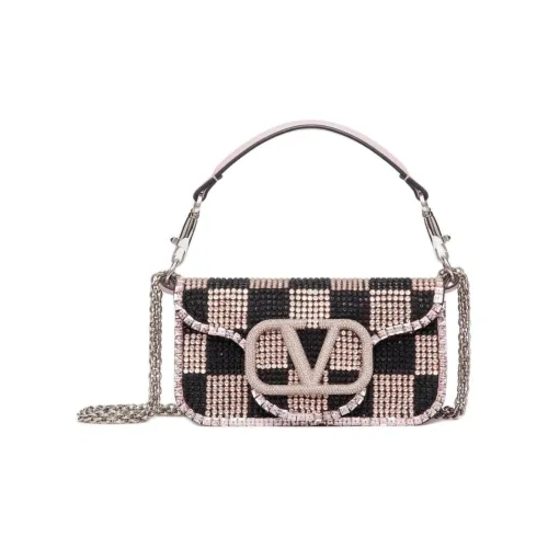 Valentino Locò Rhinestone Crossbody Bag Сумка через плечо Маленькая Женская Черная и Розовая и Водяная Сиреневая