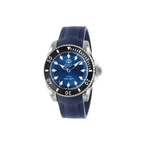 Gucci Dive Collection Часы Автоматический Механический Механизм Резиновый Ремешок 40 мм Синий Циферблат Унисекс