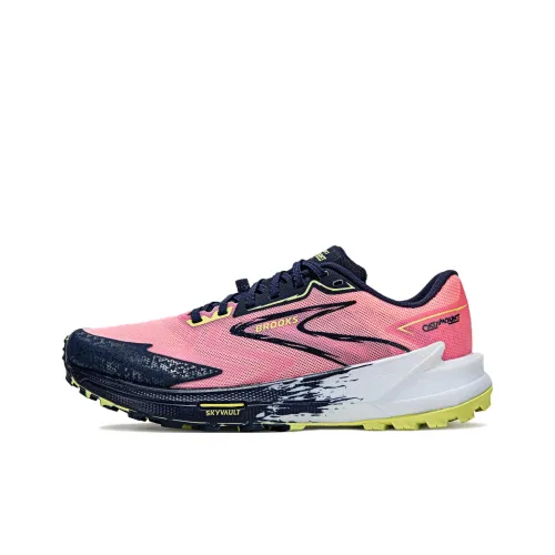 Brooks Catamount Беговые кроссовки Низкий верх Розовый/Темно-синий/Sunshine Лаймово-зеленый Женские
