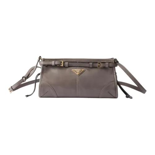 PRADA Bonnie Кожа Сумка Сумка через плечо Маленькая Женская Асфальт Серый
