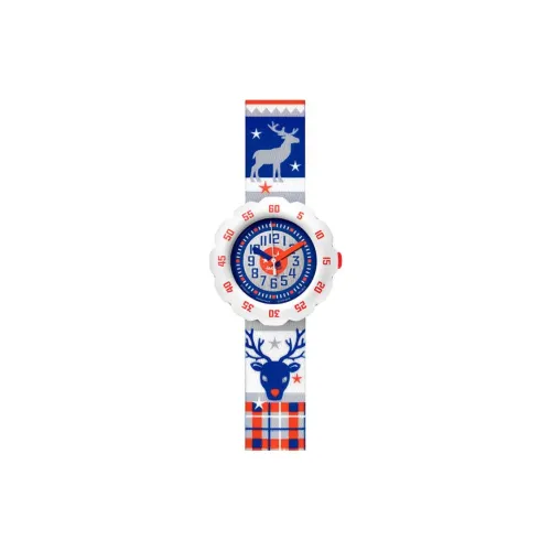 SWATCH Flik Flak Feifei Series Кварцевый механизм Детские часы 35 мм Серый циферблат Пластиковый корпус Часы Тканевый ремешок