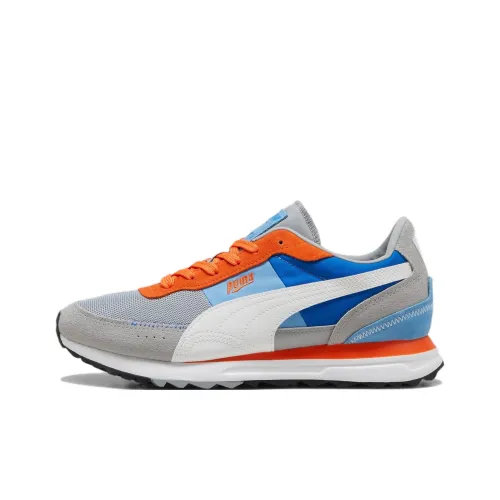 PUMA Road Rider Slip-Resistant Abrasion-Resistant Low Top Casual Running Shoes Unisex Blue Gray White PUMA Road Rider Slip-Resistant Abrasion-Resistant Низкий Топ Повседневные Беговые Кроссовки Унисекс Синий Серый Белый