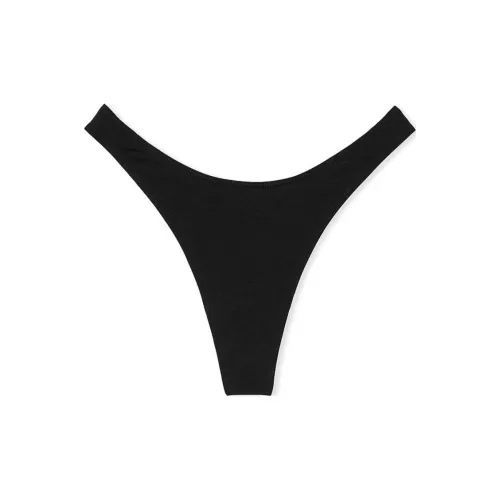 Victoria's Secret Эластичный хлопок Высокая нога Scoop Стринг Пантика Черное нижнее белье Женское 1 упаковка Черное