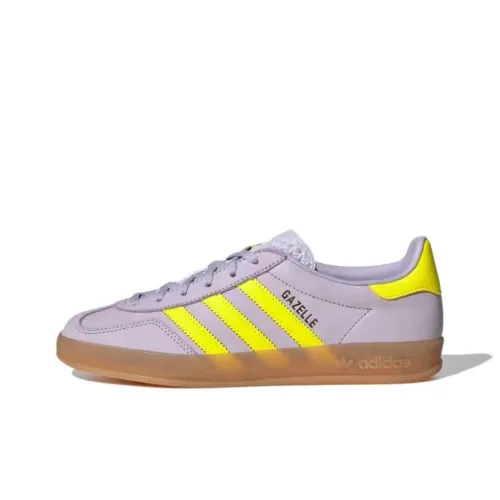 Adidas Originals GAZELLE INDOOR Устойчивые к истиранию Низкие Кроссовки для скейтбординга Женские Фиолетовые Желтые