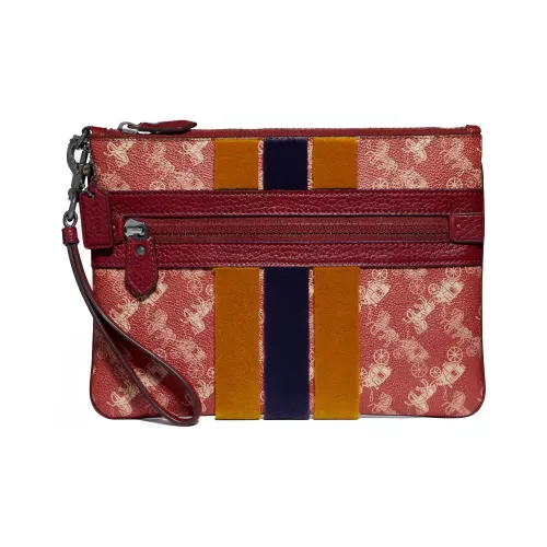 COACH Wristlet Искусственная кожа Запястье Сумка Клатч Женские Красный