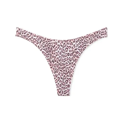 Victoria's Secret Эластичный хлопок Высокая нога Scoop Стринг Пантика П L Женское нижнее белье 1 упаковка Розовый