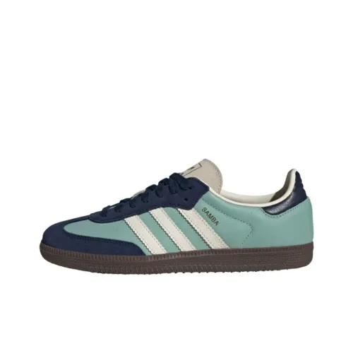 adidas originals SAMBA OG Кроссовки для скейтбординга Низкие Топы Misty Зеленый/Кремово-белый/Полуночный индиго Женские