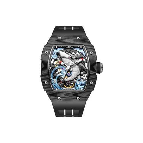 HaofaTourbillon Автоматический Механический Механизм Резиновый Ремешок Часы Мужские Часы С Черепным Циферблатом