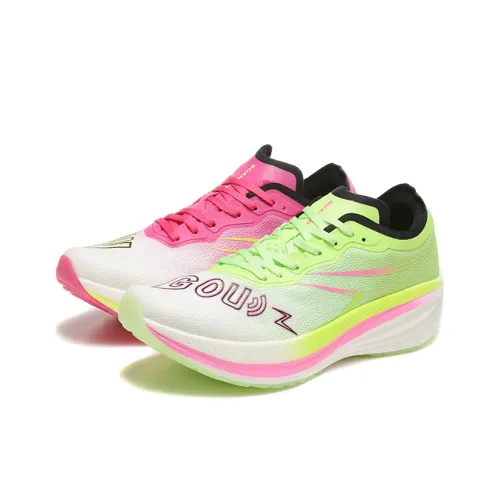 Unhooked Беговые кроссовки Низкий Верх Персиково-красный Неоновый зеленый Несоответствующие цвета Унисекс