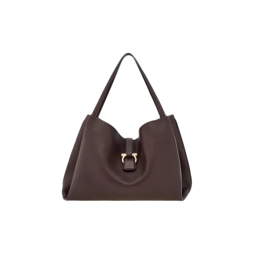 Ferragamo Однотонная Телячья Кожа Тоут Сумка Сумка для покупок Сумка среднего размера Женская Цвет Бычья Кровь