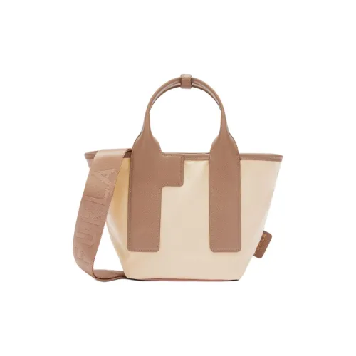 Furla Piuma Нейлон с кожаными вставками Сумка через плечо Сумка Обычная Женская Бежевая и Коричневая