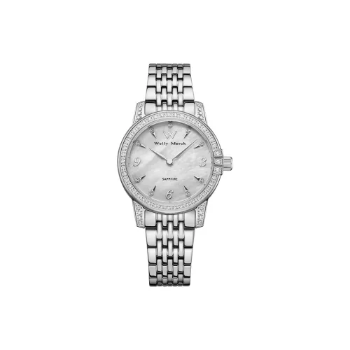 Welly Merck Кварцевый механизм Часы Женские Серебристый циферблат