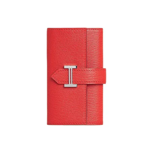 HERMES Bearn Mysore Шевро Key Pouch Унисекс 0E Розовый Texas Розовый