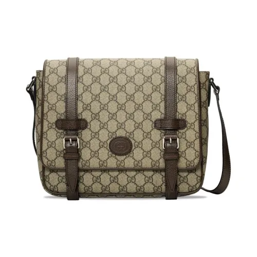 GUCCI Canvas с кожаными вставками курьерская сумка сумка через плечо унисекс