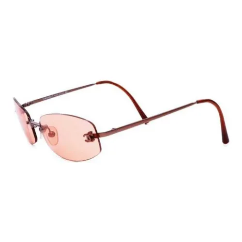 CHANEL Пластик Металл Квадрат Солнцезащитные очки Женские Пламенно-оранжевый