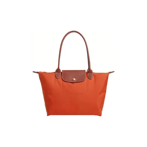 LONGCHAMP Le Pliage Полиамид Холст Кожа Тоут Сумка Сумка для покупок Сумка на одно плечо Большая Женская Апельсин
