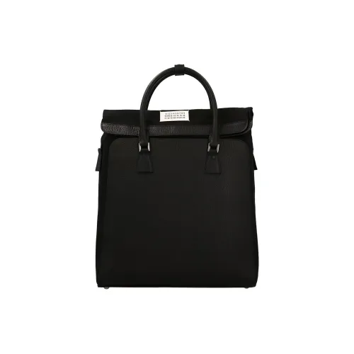 Maison Margiela 5AC Кожа Панелированная Холстовая Сумка через плечо Сумка Средняя Мужская Черная