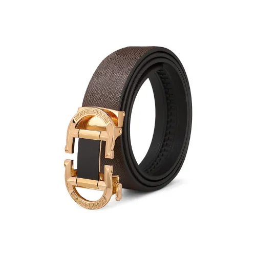PISHUSHU Модный High End Автоматическая пряжка Лицевая коровья кожа Ремни Мужской Кофе Ширина 3,5 см