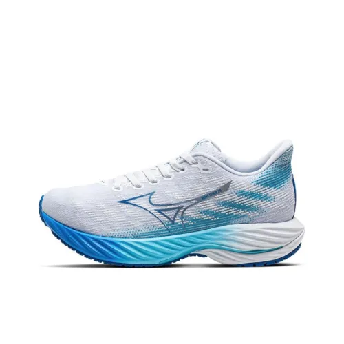 Mizuno Wave Rider 28 Устойчивый к истиранию Дышащие Низкие Кроссовки для бега Унисекс Белый Синий
