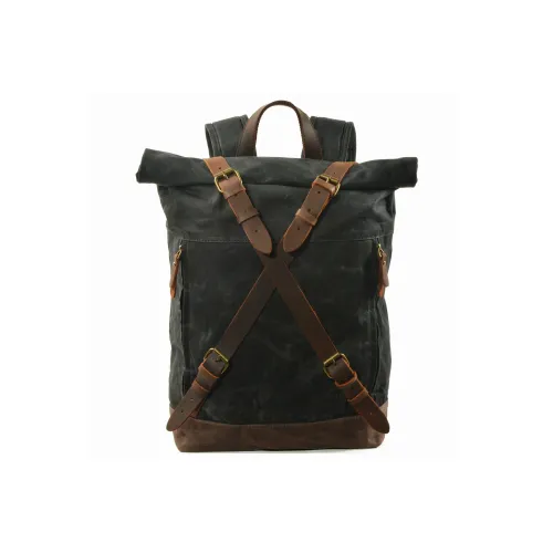 TTaG．baG Телячья кожа с водонепроницаемым масляным воском холст рюкзак мужской черный кофейный яшма
