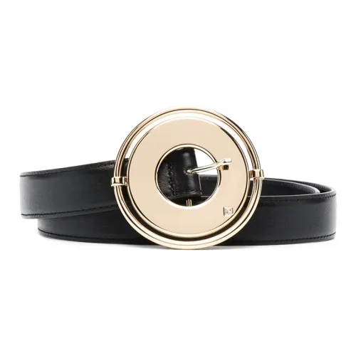 Paco Rabanne Логотип Дизайн Безшовная Застежка Телячья Кожа Кожаные Ремни Женские Черный Ширина 3 см