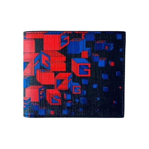 GUCCI Canvas с кожаными вставками кошелек мужской черный синий красный