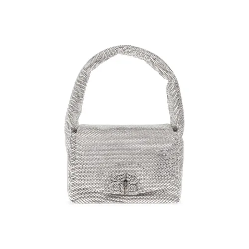 Balenciaga Телячья кожа And Стразы Сумка Сумка через плечо Маленькая Женская Серебряная