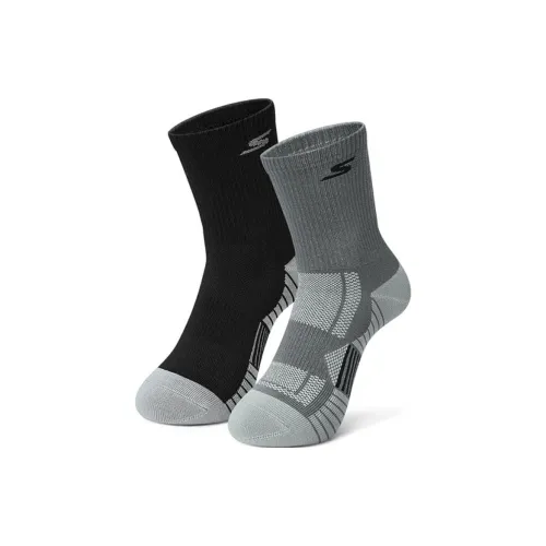 Skechers 2 пары Акулий серый/Черный Унисекс MID носки до икры