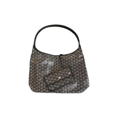 GOYARD Bohème Hobo Холст с кожей Сумка-хобо Сумка на плечо Сумка Женская Черная Сердце Edition
