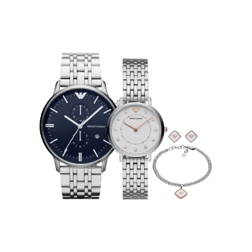 EMPORIO ARMANI Часы Кварцевый механизм Нержавеющая сталь Ремешок 43 мм Синий циферблат Унисекс