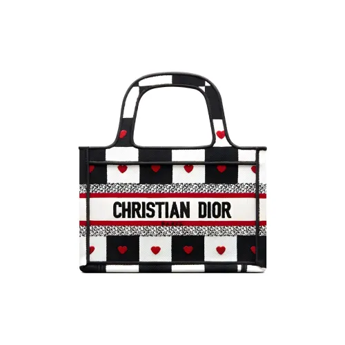 DIOR BookTote Вышивка Принт Тоут Сумка Сумка для покупок Сумка Мини Женская Черная Белая