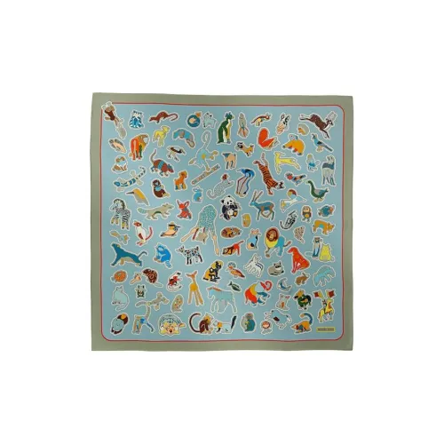 HERMES Шарфы из шелка Tutowy Женские Небесно-голубой