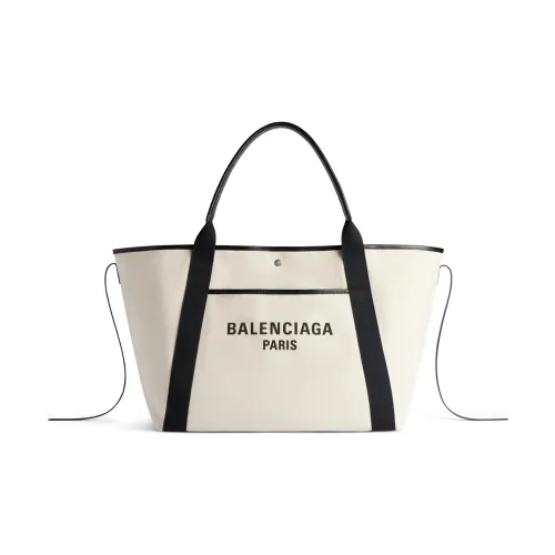 Balenciaga Хлопок Телячья Кожа Тоут Сумка Сумка для покупок Сумка через плечо Сумка Большая Женская Бежевая и Черная