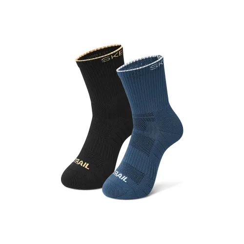 Skechers 2 шт черный + темно-джинсовый синий унисекс MID носки до икры