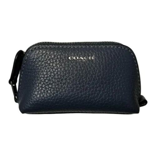 COACH Pebble Кожа Клатч Косметичка Мини Женский Синий