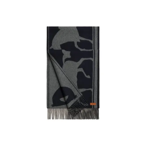 HERMES Кашемир Вязаные Шарфы Унисекс Темно-Серый