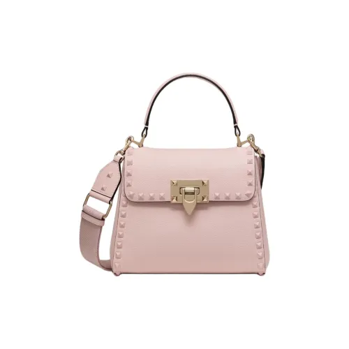 Valentino Rockstud Крупнозернистая текстура Телячья кожа Сумка через плечо Сумка Маленькая Женская Розовая