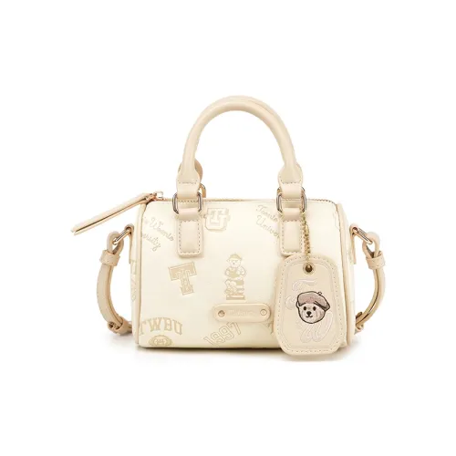 Teenie Weenie ПУ (полиуретан) Бостон Сумка Ручная Сумка Сумка через плечо Женская Кремово-желтая Вишневый цветок Розовый Бежевый Коричневый