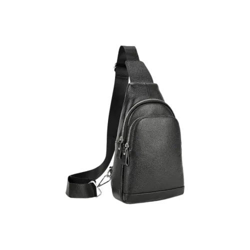 DOSRFINI Сумка через плечо из натуральной коровьей кожи мужская черная