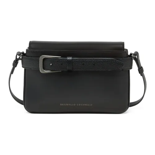 BRUNELLO CUCINELLI Сумка через плечо из телячьей кожи женская черная