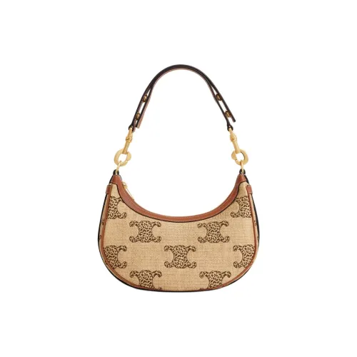 CELINE AVA Ткань Сумка Сумка через плечо Средняя Женская Натуральная и Коричневая