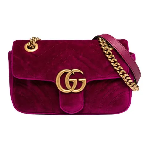GUCCI GG Marmont Вельвет Сумка через плечо Сумка на плечо Женская Фуксия
