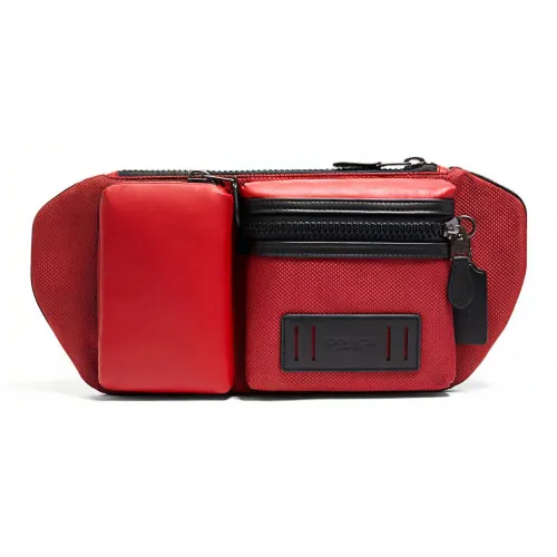 COACH Rider Холст Телячья кожа Сумка через плечо Бананка Большая Мужская Красная