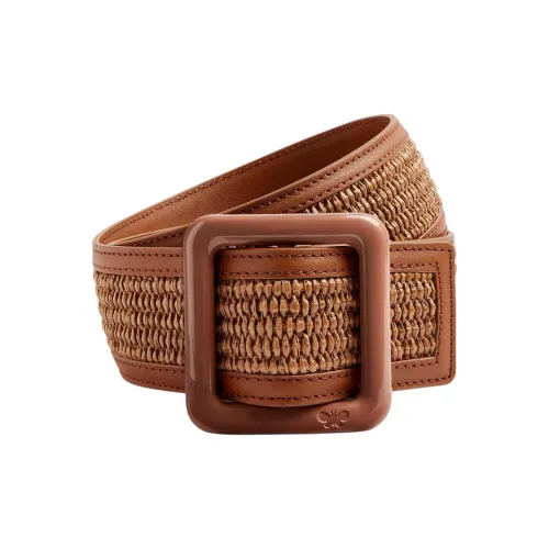 MaxMara Ткани вязаные Дизайн Телячья кожа Кожаные ремни Женские Коричневый Ширина 4CM