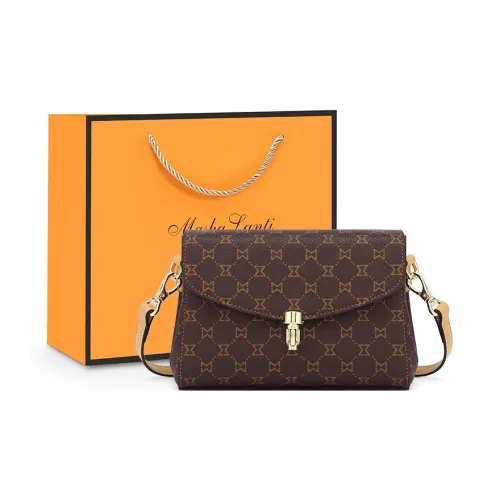 MashaLanti Сумка через плечо из ПВХ синтетической кожи женская кофейного темно-коричневого и абрикосового цвета