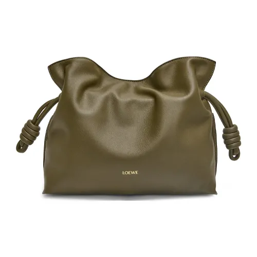 LOEWE Flamenco Nappa Коровья кожа Одно плечо Через плечо Клатч Женский Темно-хаки Зеленый