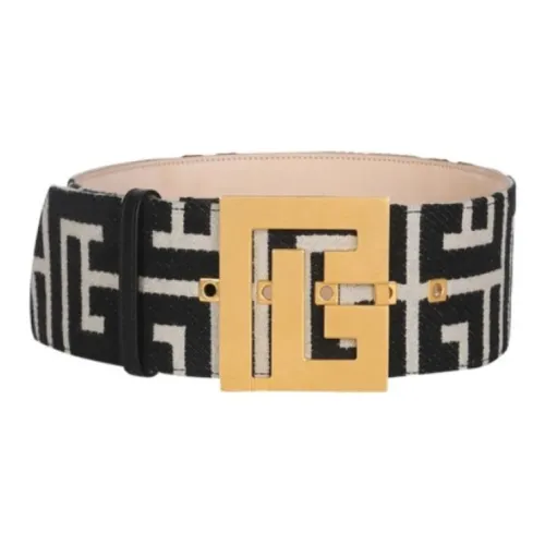 BALMAIN Значок Дизайн Хлопок Ремни Женские Черный Ширина 7,5CM