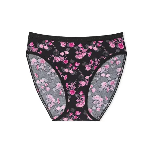 Victoria's Secret Эластичный хлопок Высокая нога Трусики Черный цветок Женское нижнее белье 1 упаковка Черный цветок