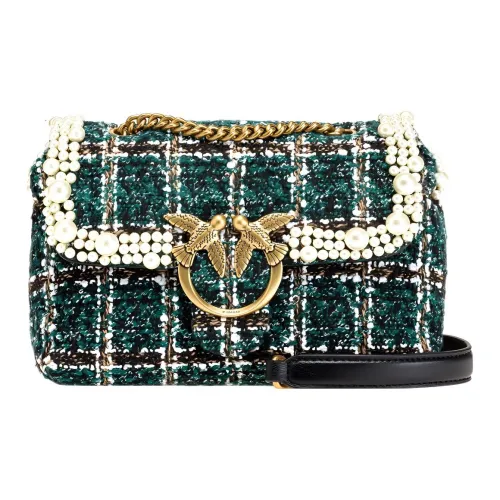 PINKO Puff Ткань с кожаными вставками Сумка Сумка через плечо Сумка через плечо Мини Женская Зеленая